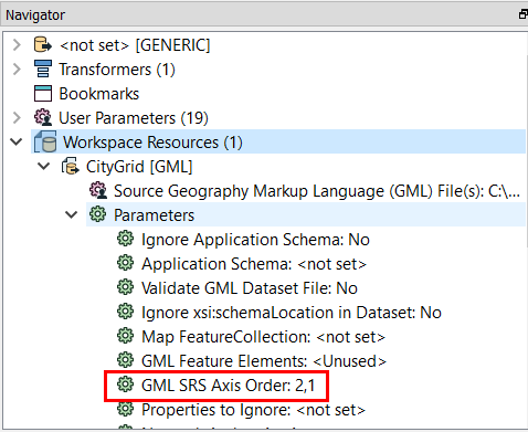 Workspace Resources in the Navigator showing the resource reader